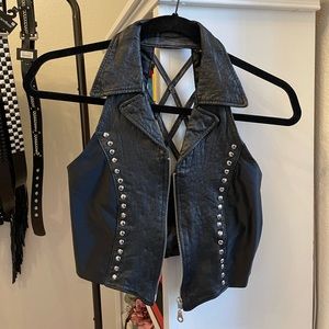 Faux Leather Crop Vest